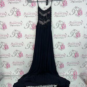 Billabong dress maxi crochet boho summer dress Black Backless Maxi Dress